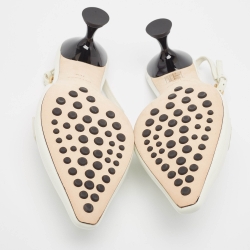 Pre Owned Tory Burch White Patent Leather Slingback Pointed Toe Pumps Size 38