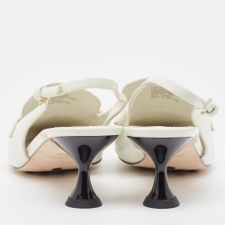 Pre Owned Tory Burch White Patent Leather Slingback Pointed Toe Pumps Size 38