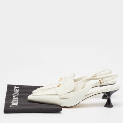 Pre Owned Tory Burch White Patent Leather Slingback Pointed Toe Pumps Size 38