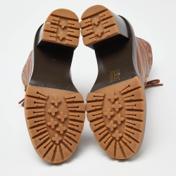 Pre Owned Tory Burch Brown Leather and Suede Block Heel Ankle Boots Size 38