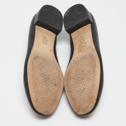 Pre Owned Tory Burch Black Leather Benton Ballet Flats Size 40