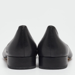 Pre Owned Tory Burch Black Leather Benton Ballet Flats Size 40