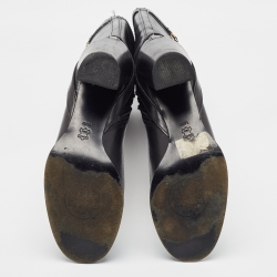 Pre Owned Tory Burch Black Leather Knee Length Boots Size 40.5