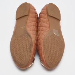 Pre Owned Tory Burch Brown Quilted Leather Benton 2 Ballet Flats Size 39