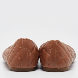 Pre Owned Tory Burch Brown Quilted Leather Benton 2 Ballet Flats Size 39