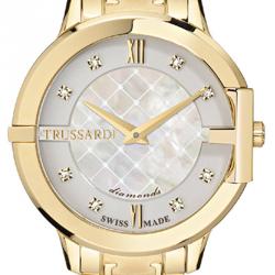 Trussardi White Gold Plated Stainless Steel Heket Women's Wristwatch 32MM