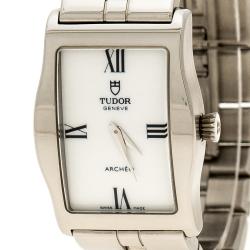 Pre Owned Tudor White Stainless Steel Archeo 30200 Women's Wristwatch 22 mm