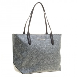 Pre Owned Tumi Grey Canvas Coated and Leather Trim Tote