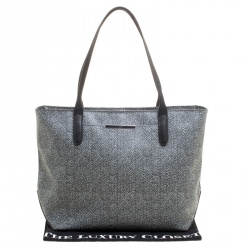 Pre Owned Tumi Grey Canvas Coated and Leather Trim Tote