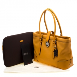 Pre Owned Tumi Mustard Leather Turin Tote
