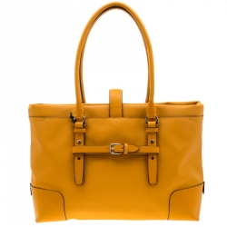 Pre Owned Tumi Mustard Leather Turin Tote