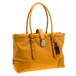 Pre Owned Tumi Mustard Leather Turin Tote