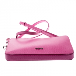 Tumi Pink Leather Slim Zip Crossbody Bag