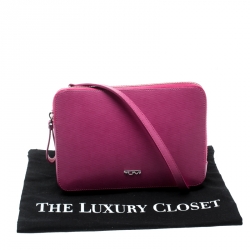 Tumi Pink Leather Slim Zip Crossbody Bag