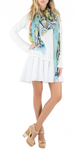 Pre Owned وشاح دولتشي أند غابانا مطبوع بشراشيب حرير متعدد الألوان