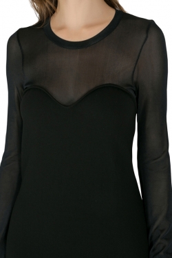 Pre Owned Isabel Marant Black Wool Blend Sheer Yoke Aglaee Mini Dress M