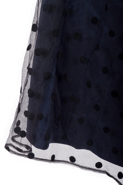 Alice by Temperley Navy Blue and Black Polka Dot Sheer Mesh Overlay Celia Dress S
