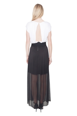 Pre Owned Alice + Olivia Bicolor Plisse Skirt Cut Out Back Detail Maxi Dress S