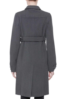 Miu Miu Dark Grey Wool Double Breasted Belted Long Coat M