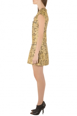 Pre Owned Stella McCartney Yellow Python Pattern Jacquard Zip Detail Mini Dress S