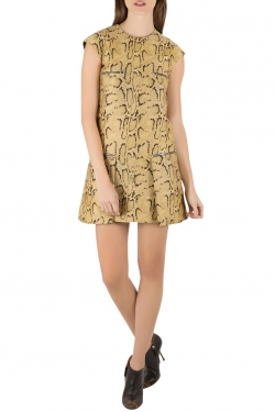 Pre Owned Stella McCartney Yellow Python Pattern Jacquard Zip Detail Mini Dress S
