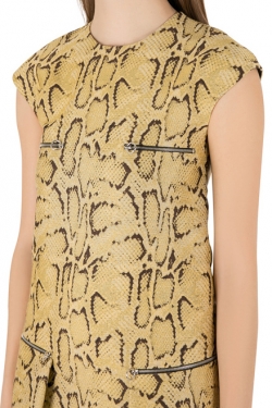 Pre Owned Stella McCartney Yellow Python Pattern Jacquard Zip Detail Mini Dress S