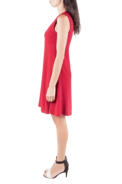 Pre Owned Joseph Ruby Red Crepe Stretch V Neck Sleeveless Polly Dress M