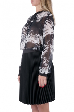 Preen by Thornton Bregazzi Blackbirds Printed Silk Long Sleeve High Low Blouse L