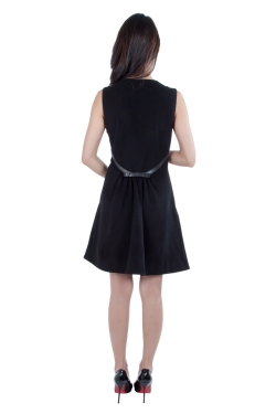 Pre Owned DSquared2 Black Felted Wool Sleeveless A Line Bow Detail Dress M 