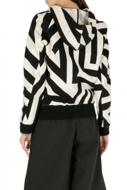 Gareth Pugh Black and White Geometric Print Hooded Sweatshirt M 