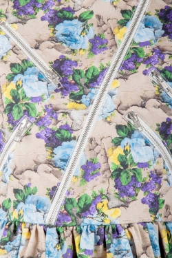 MSGM Multicolor Floral Printed Cotton Canvas Zip Accent Detail Dress S