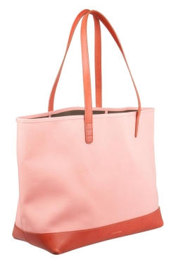 Mansur Gavriel Blush Pink/Brown and Moss Green Canvas and Leather Tote