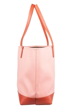 Mansur Gavriel Blush Pink/Brown and Moss Green Canvas and Leather Tote