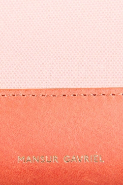 Mansur Gavriel Blush Pink/Brown and Moss Green Canvas and Leather Tote