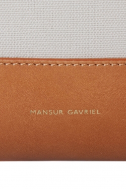 Pre Owned Mansur Gavriel Cream/Tan Canvas and Leather Tote