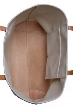 Pre Owned Mansur Gavriel Cream/Tan Canvas and Leather Tote