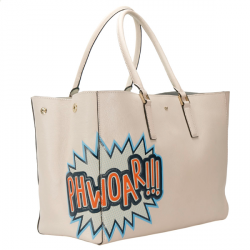 Pre Owned Anya Hindmarch Beige Phwoar Leather Featherweight Ebury Tote
