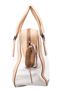 Pre Owned Chloe Beige/White Canvas and Leather Satchel