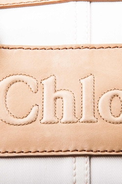 Pre Owned Chloe Beige/White Canvas and Leather Satchel