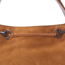 Pre Owned Gucci Brown Suede and Leather Horsebit Shoulder Bag