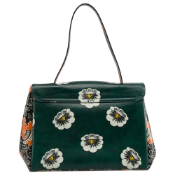 Pre Owned Valenitino Multicolor Floral Print Leather Mime Top Handle Bag