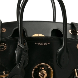 Pre Owned Ralph Lauren Black Leather The Ricky Bag With Light Top Handle Bag