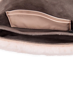 Fendi Light Apricot Sherling Micro Baguette Crossbody Bag