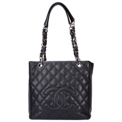 مملوكة مسبقًا Chanel Balck Quilted Leather Petite Shopping Tote