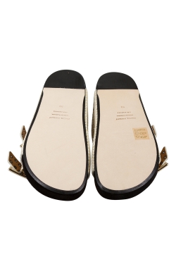 Pre Owned Isabel Marant Cream Python Embossed Leather Lenny Eyelet Studded Slides Size 38