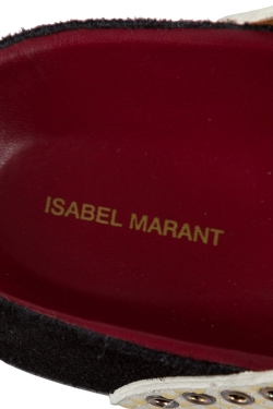 Pre Owned Isabel Marant Cream Python Embossed Leather Lenny Eyelet Studded Slides Size 38