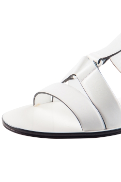 Pre Owned Jil Sander White Leather Strappy Flat Sandals Size 36