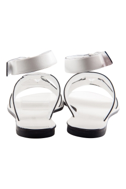 Pre Owned Jil Sander White Leather Strappy Flat Sandals Size 36