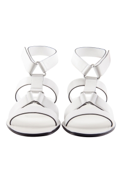 Pre Owned Jil Sander White Leather Strappy Flat Sandals Size 36