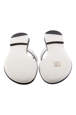 Pre Owned Jil Sander White Leather Strappy Flat Sandals Size 36